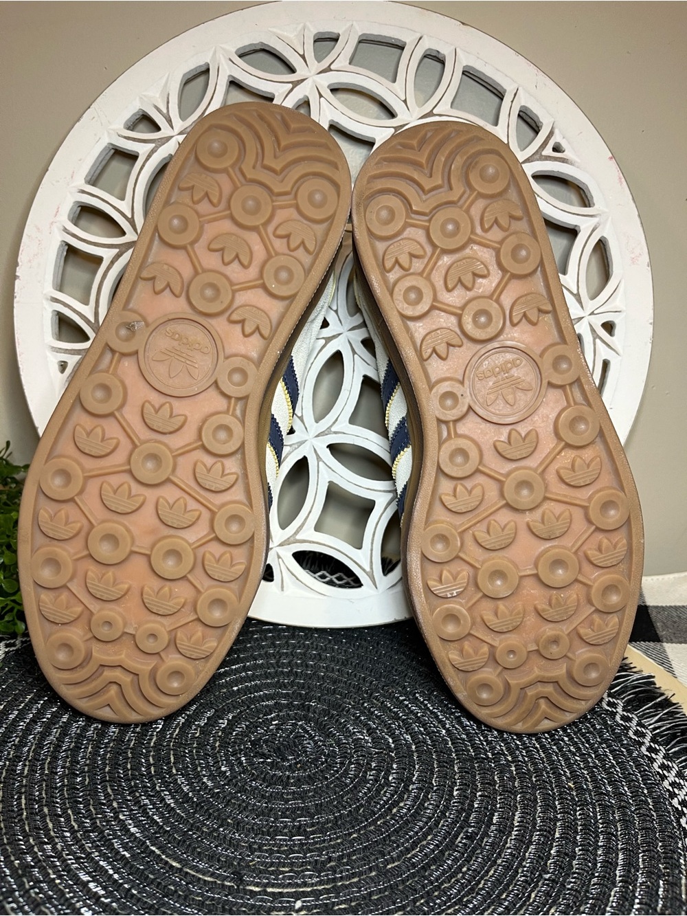 Adidas Gazelle Suede Sneakers in Cream with Navy Stripes - Picture 4 of 12